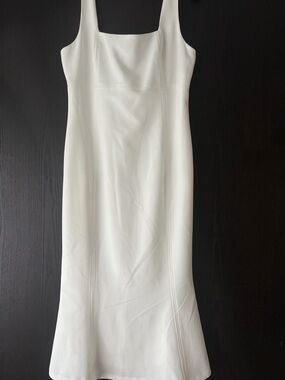 Laundry By Shelli Segal White Midi Square-Neck Dress